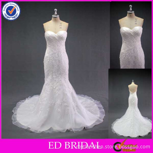 LN151 2015 designer sexy low back lace appliqued real sample mermaid dress wedding gown